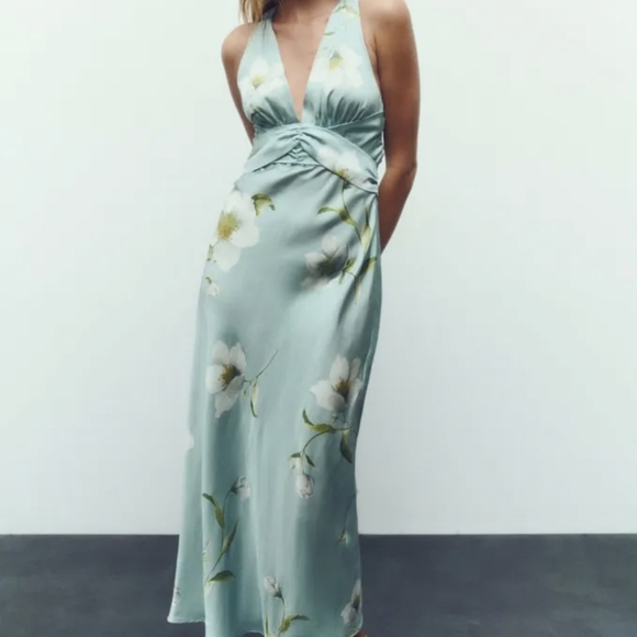 Zara Satin Floral Dress - Picture 1 of 4